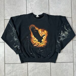 VINTAGE Eagle Anvil Human-I-Tees Painter Crewneck Sweatshirt Size L Distressed